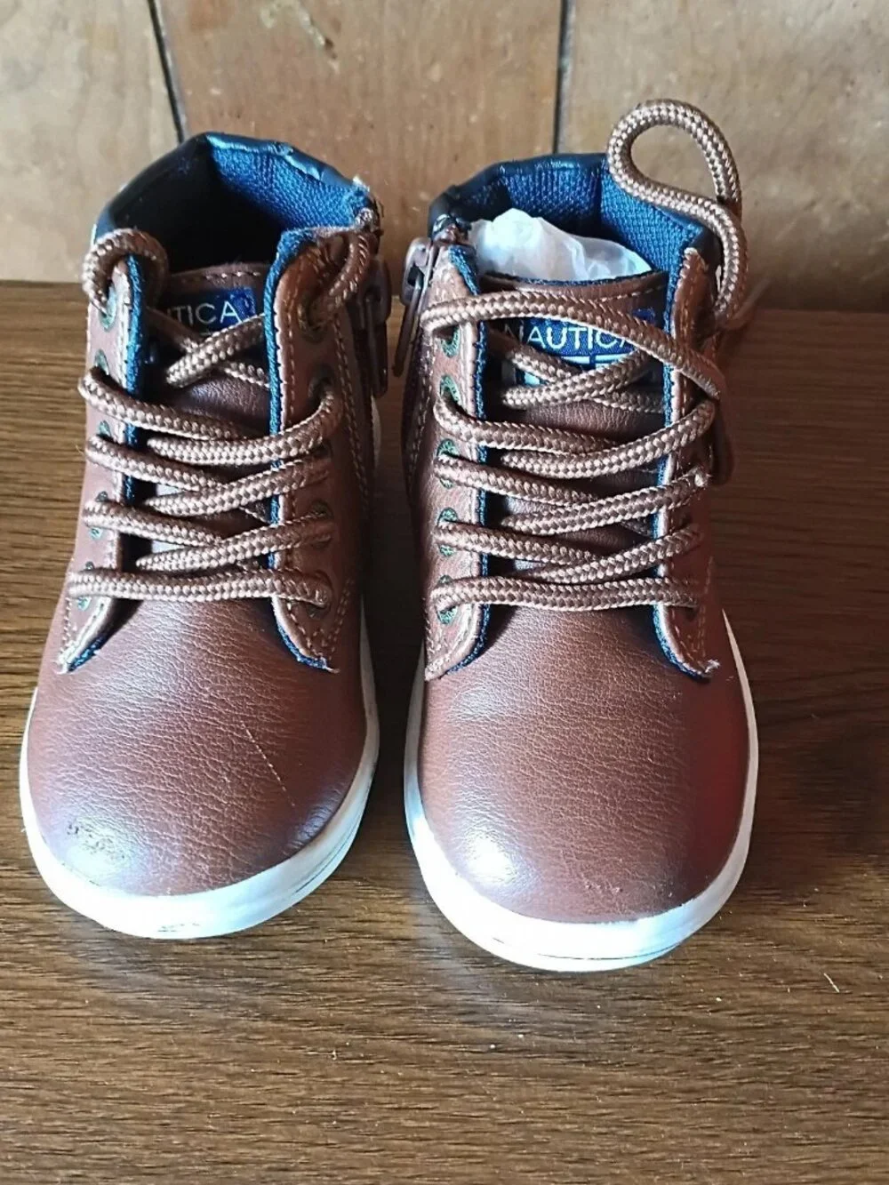 Nautica Toddler Boys Sneakers Size 5 Brown High Top Zip Lace Casual Shoes